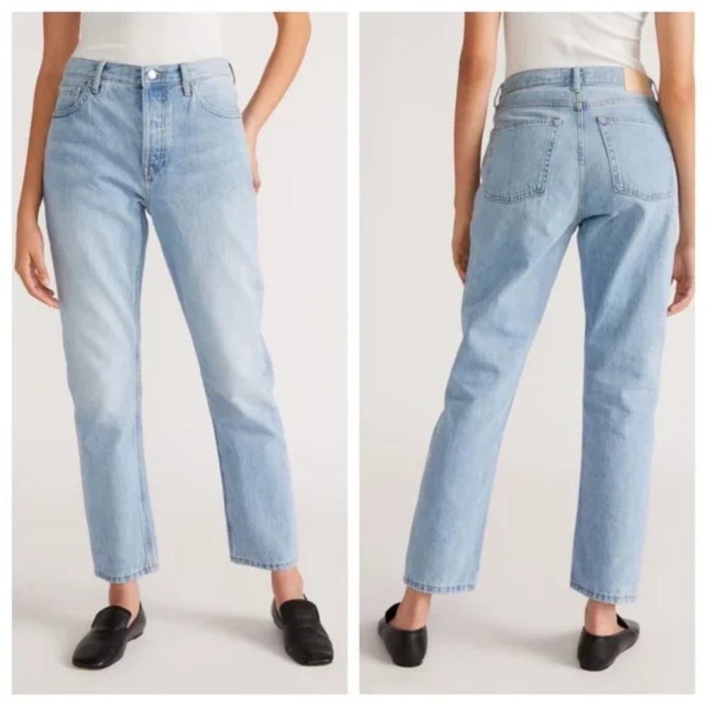 Everlane The Cheeky Jean 27 Crop Light Wash Button Fly High Waisted Denim